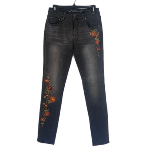 Jag Jeans Light Black Floral Embroidered Boho Skinny Jeans Size 6/28 - Picture 10 of 10